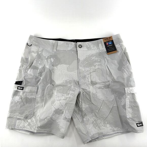 Pelagic Men's Light Gray Brush Camo Madeira Cargo  20" Hybrid Shorts Size 40 - Picture 6 of 13